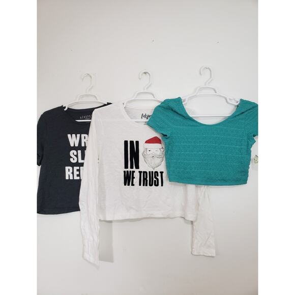 (9) Aeropostale Women's Basic Crop Top Size XL Christmas Bundle of 3 - Picture 1 of 7